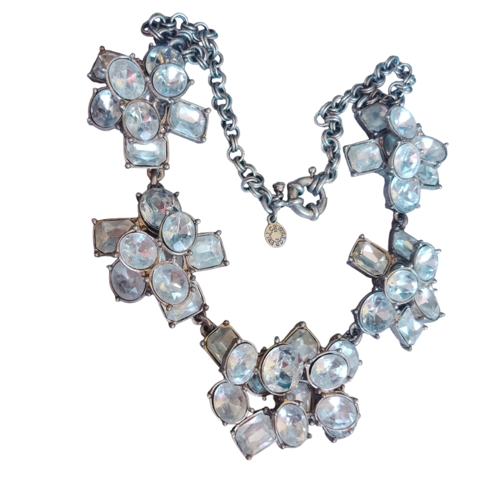 Vintage J Crew Big Chunky Crystal Statement Necklace 18"